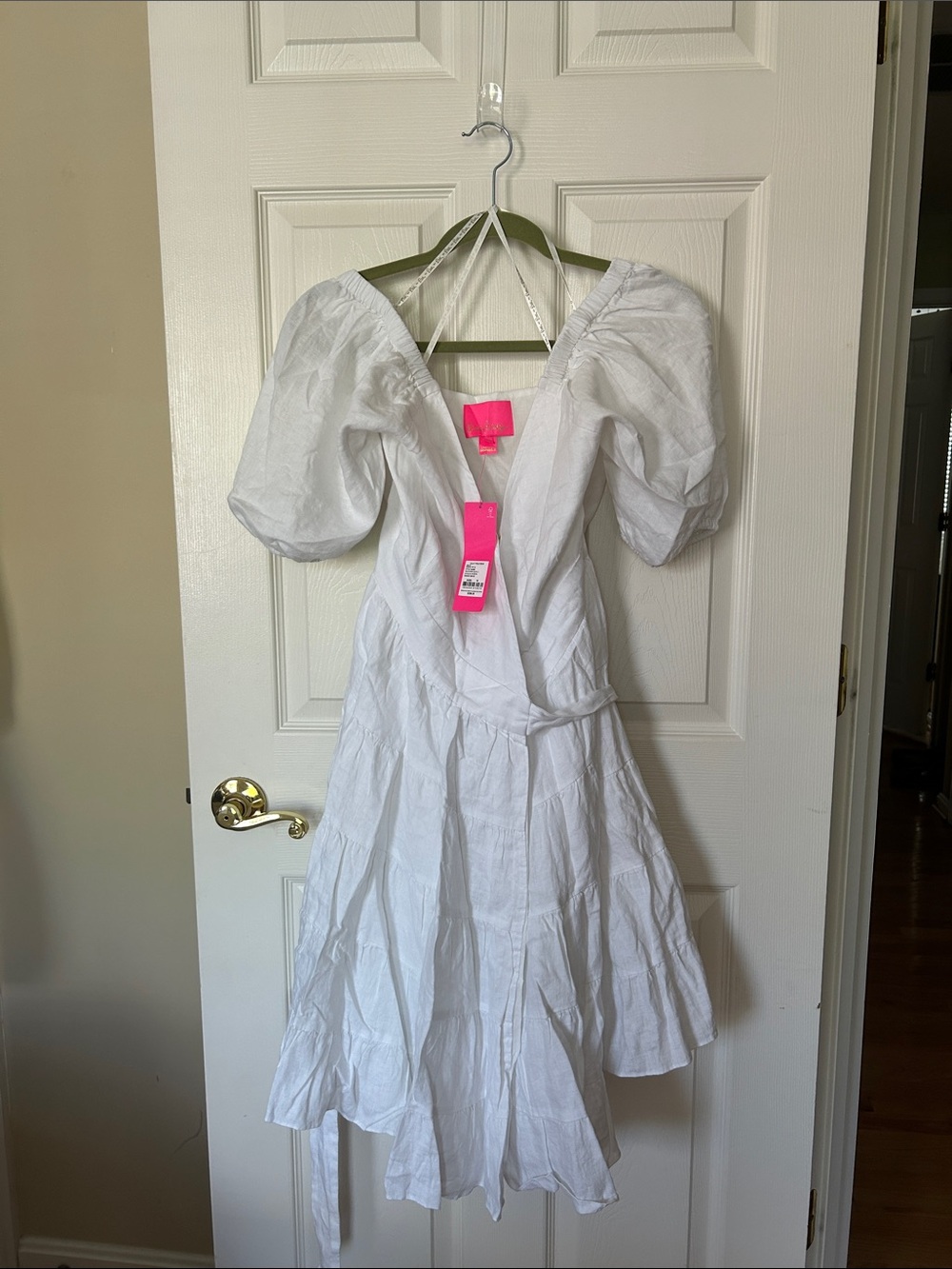 Lilly Pulitzer White Puff Sleeve Tiered Dress